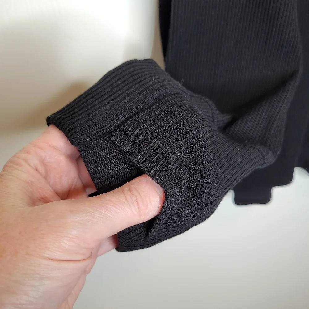WoolX Ainsley Ribbed Merino Sweater XL Black - Picture 5 of 7